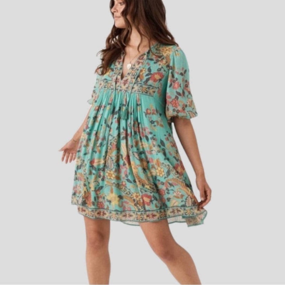 Spell & the Gypsy Collective Turquoise Hendrix Tunic mini Dress Sky Size XS